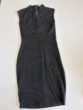 Sleek Charcoal Gray Knit Dress